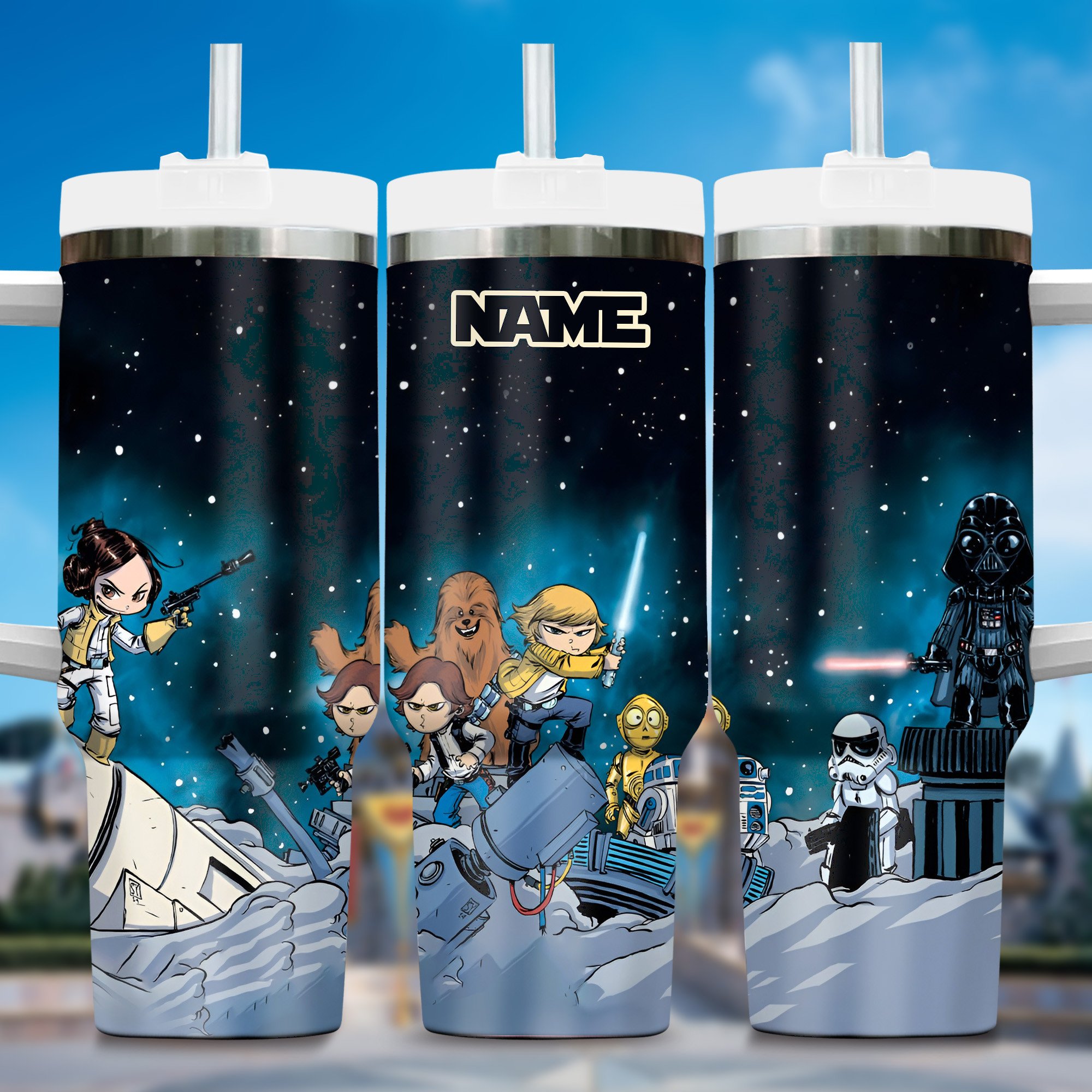 Personalized Galaxy Adventure Tumbler - Custom Name Sci-Fi Travel Mug