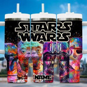 Colorful Star Wars Characters Tumbler with Straw - Personalized Gift