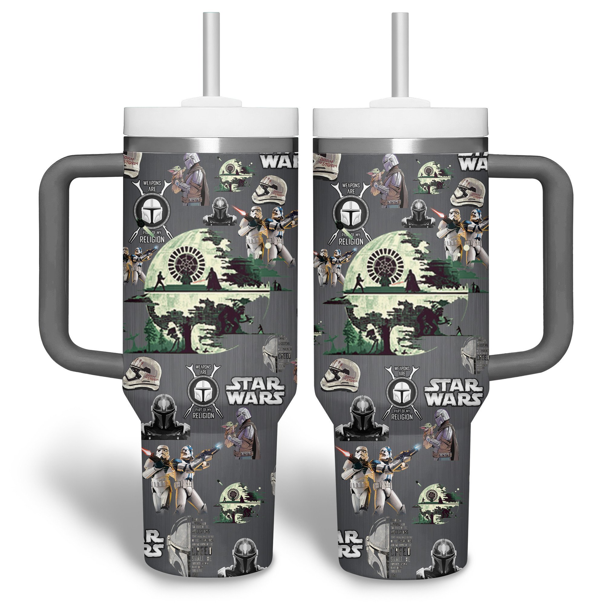 Star Wars Double Wall Insulated Tumbler with Straw - Mandalorian Design