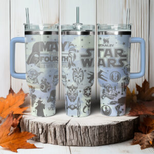 Star Wars Themed Stainless Steel Tumbler with Handle - May the Fourth Be With You