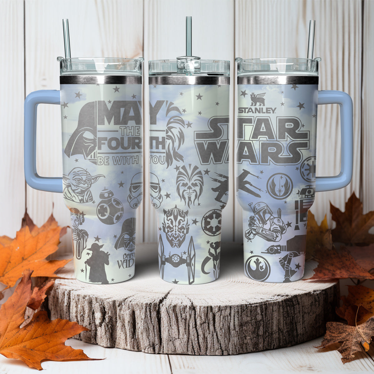 Star Wars Themed Stainless Steel Tumbler with Handle - May the Fourth Be With You