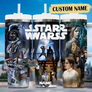 Custom Star Wars Tumbler with Straw - Personalized Name Gift for Fans
