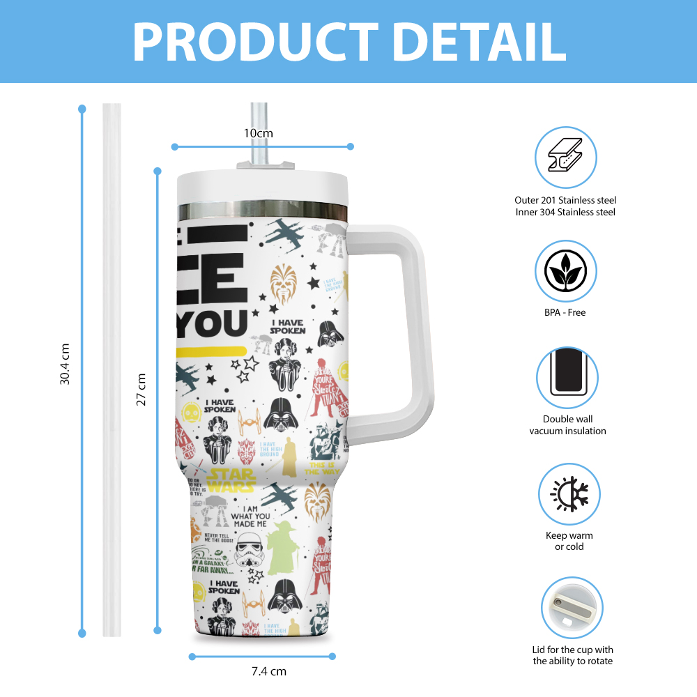 Star Wars Stainless Steel Tumbler - May the Force Be With You Design - Image 3