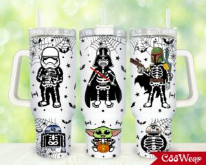 Halloween Skeleton Galaxy Warriors Tumbler Cup - 40oz Spooky Fun Drinkware