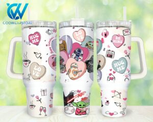 Valentine's Day Star-Themed Tumbler with Cute Love Icons - 40oz Travel Mug
