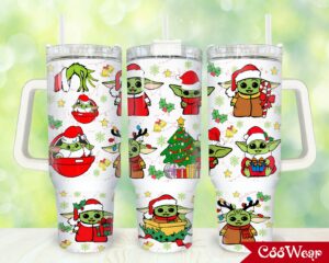 Holiday Baby Alien Tumbler - Christmas Themed Travel Mug with Straw