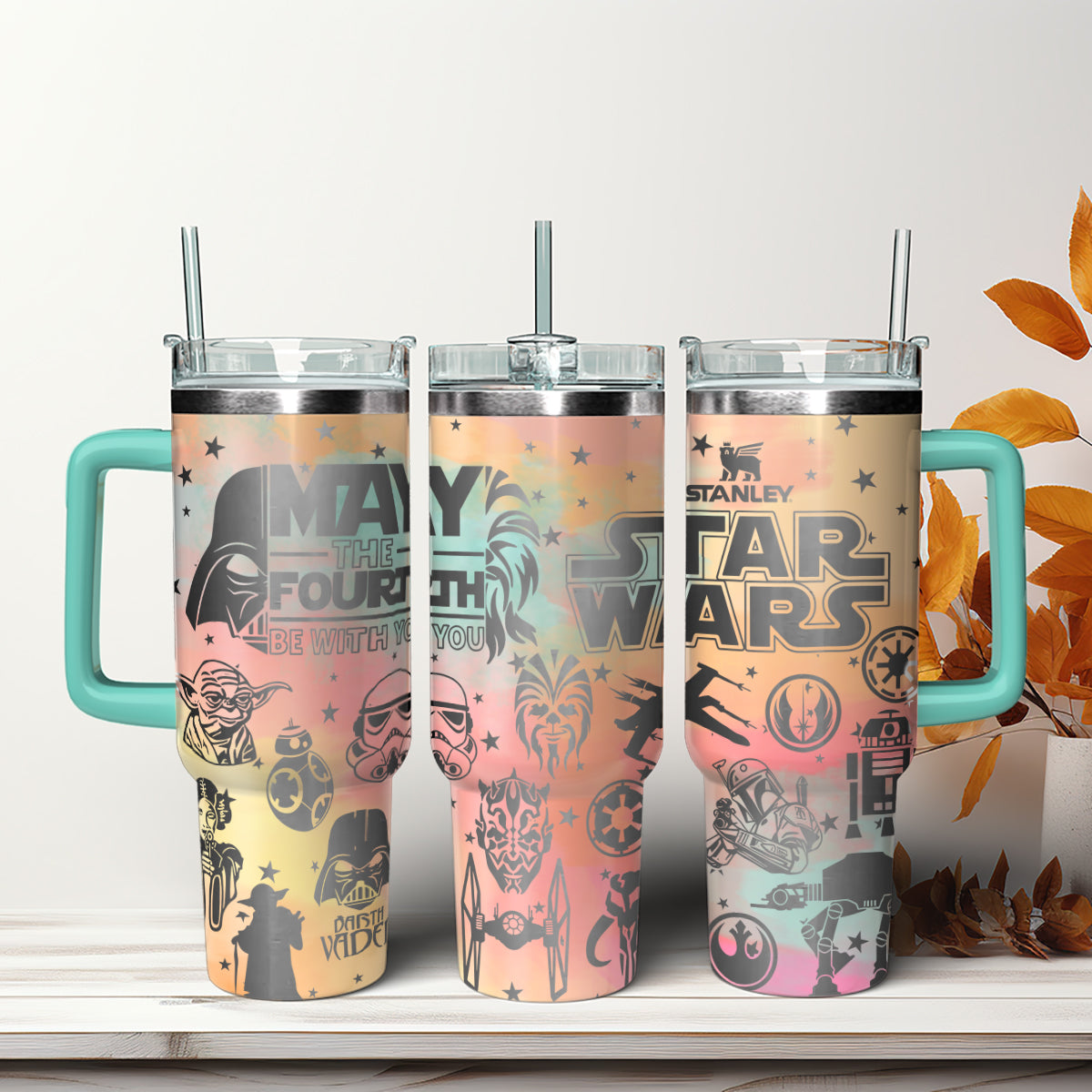 Star Wars Themed Insulated Tumbler with Handle - May the Fourth Be With You Design