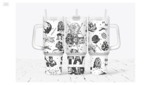 Galactic Adventure Insulated Tumbler - Iconic Characters & Spaceships Design