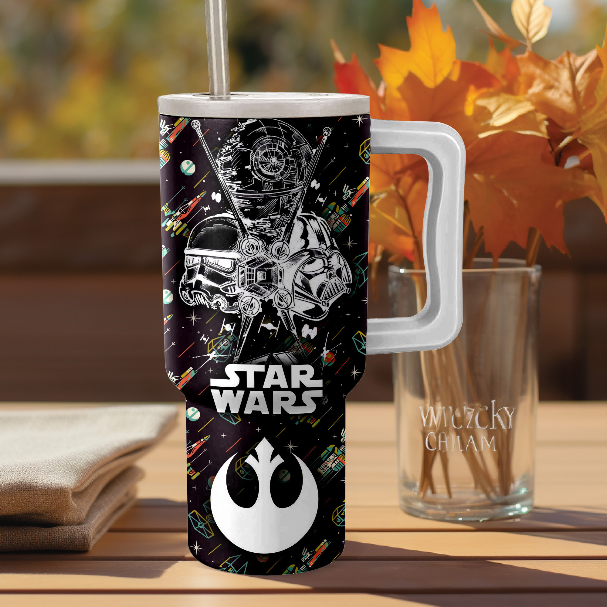 Star Wars Double-Sided Tumbler with Lid & Straw - Iconic Galactic Designs - Image 2