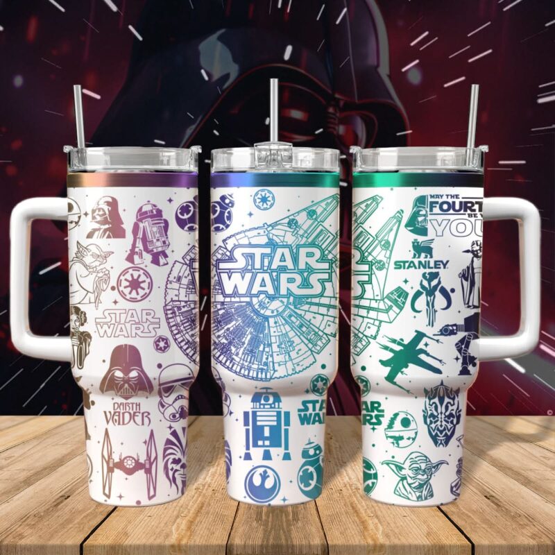 Star Wars Movies Custom Stanley Quencher 40oz Stainless Steel Tumbler With Handle - Threewoofs