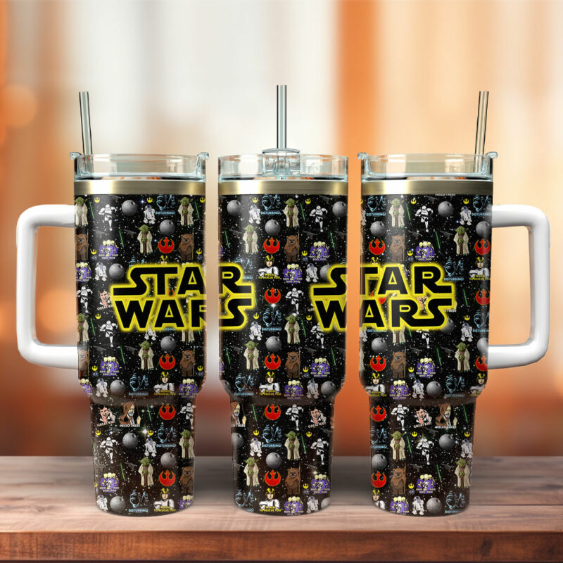 Star Wars Movies Custom Stanley Quencher 40oz Stainless Steel Tumbler With Handle - Threewoofs