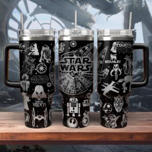 Star Wars Movies Custom Stanley Quencher 40oz Stainless Steel Tumbler With Handle - Threewoofs