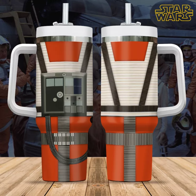 Star Wars X-Wing Pilot Travel Mug - Insulated with Handle & Straw - Image 8