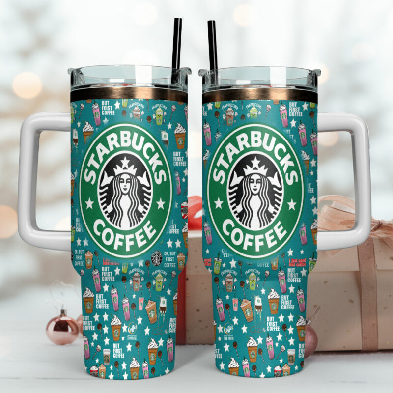 Starbucks Coffee Custom Stanley Quencher 40oz Stainless Steel Tumbler With Handle - Threewoofs - Image 4