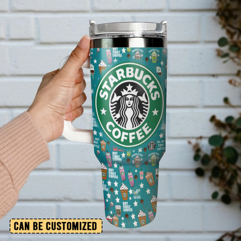 Starbucks Coffee Custom Stanley Quencher 40oz Stainless Steel Tumbler With Handle - Threewoofs - Image 3