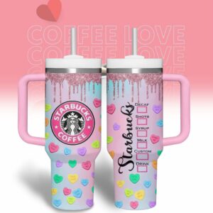Starbucks Drinks Custom Stanley Quencher 40oz Stainless Steel Tumbler With Handle - Threewoofs