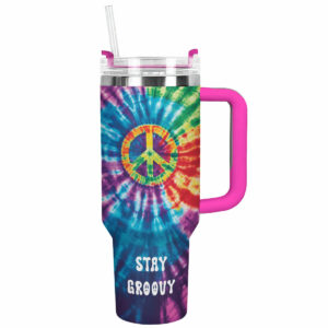 Stays Groovy Custom Stanley Quencher 40oz Stainless Steel Tumbler With Handle - Threewoofs