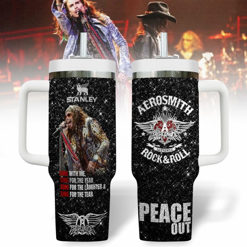 Steven Tyler Aerosmith Music Custom Stanley Quencher 40oz Stainless Steel Tumbler With Handle - Threewoofs