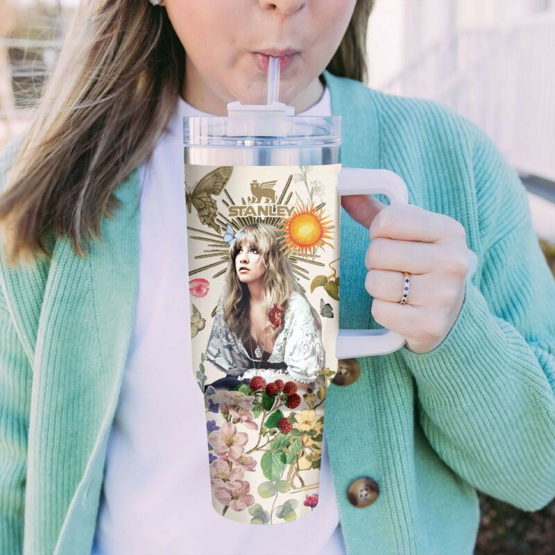 Stevie Nicks Music Custom Stanley Quencher 40oz Stainless Steel Tumbler With Handle - Threewoofs - Image 4