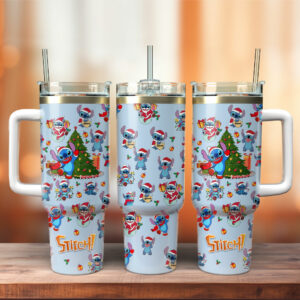 Festive Stitch Holiday Tumbler with Straw - Perfect Christmas Gift