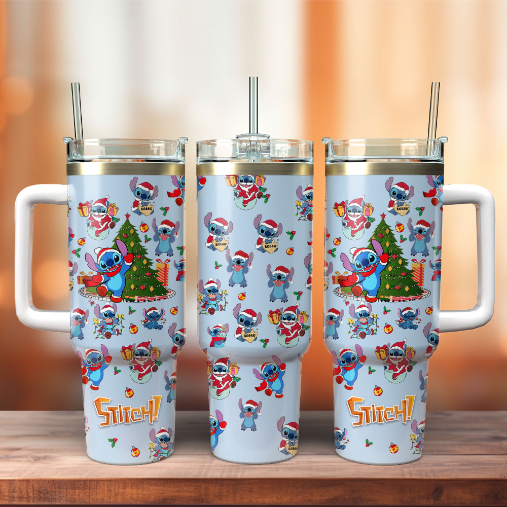 Festive Stitch Holiday Tumbler with Straw - Perfect Christmas Gift