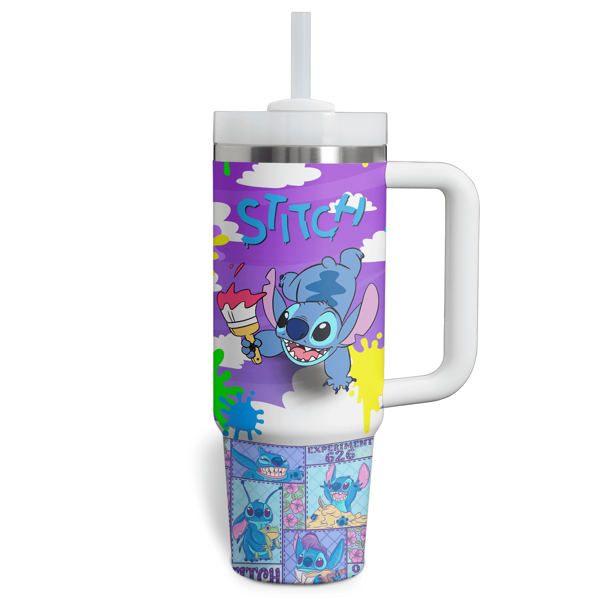 Personalized Stitch Tumbler with Straw - Custom Name, Colorful Design - Image 3
