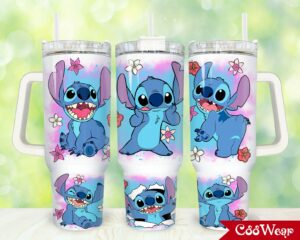 Cute Alien Floral Tumbler with Handle - Perfect for On-the-Go Drinks