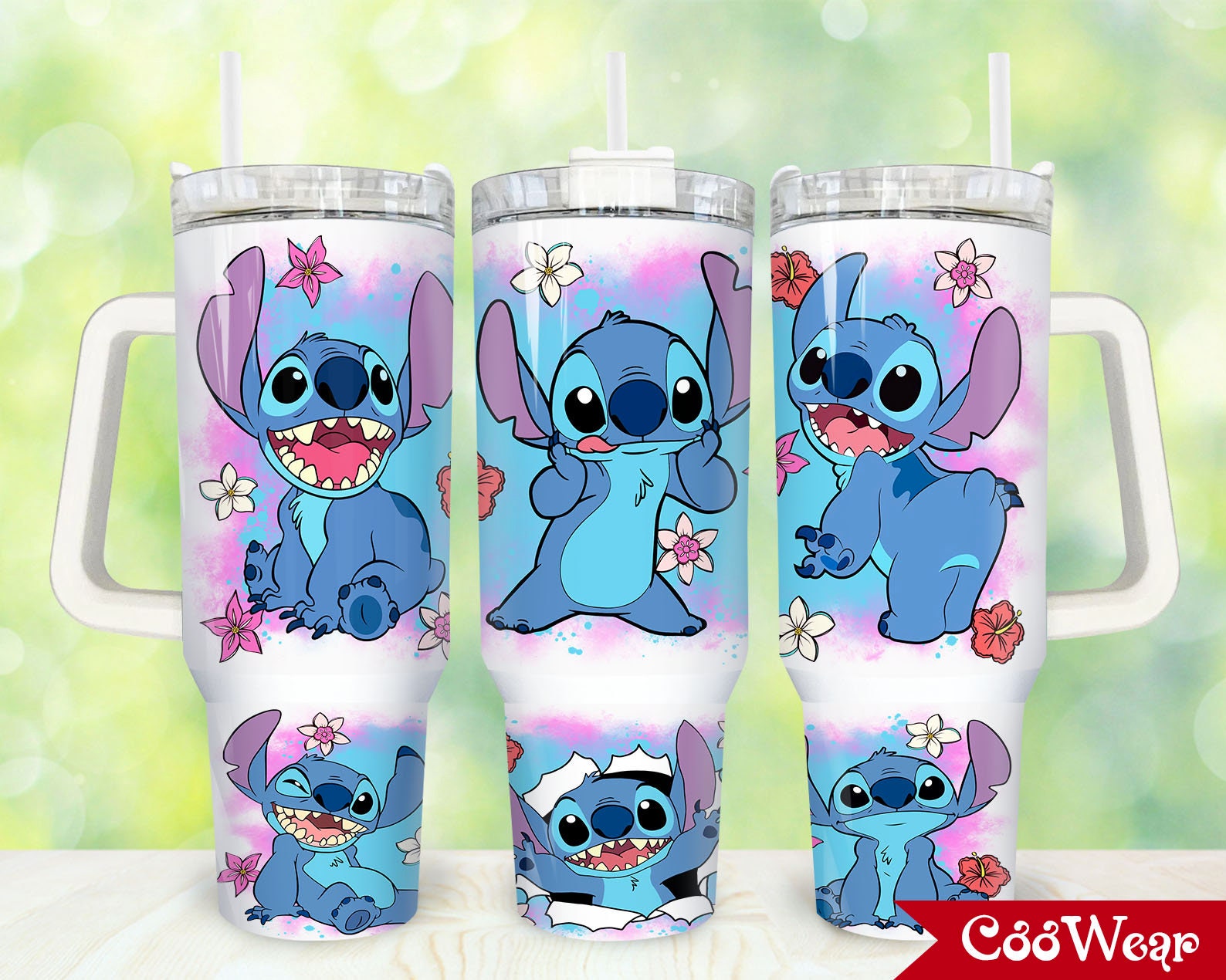 Cute Alien Floral Tumbler with Handle - Perfect for On-the-Go Drinks