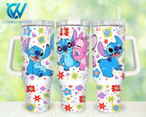 Cute Cartoon Floral Travel Tumbler with Handle - Perfect for Kids & Adults