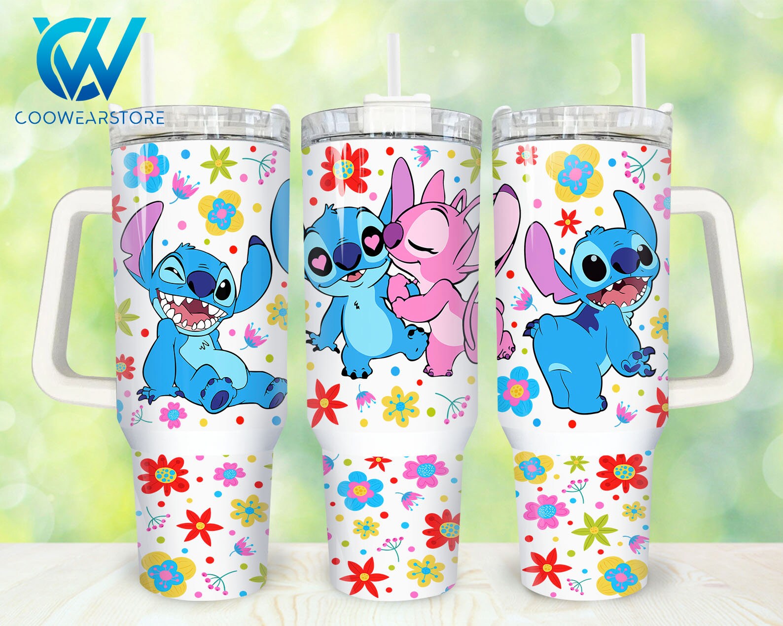 Cute Cartoon Floral Travel Tumbler with Handle - Perfect for Kids & Adults