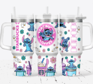 Cute Cartoon Coffee Tumbler with Handles - Fun Floral Design Travel Mug