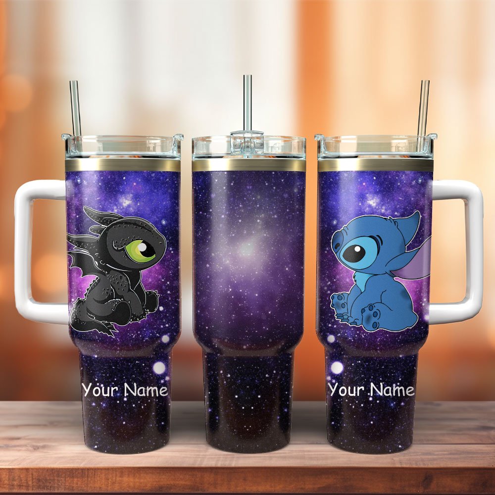 Personalized Galaxy Tumbler with Cute Cartoon Designs - Custom Name