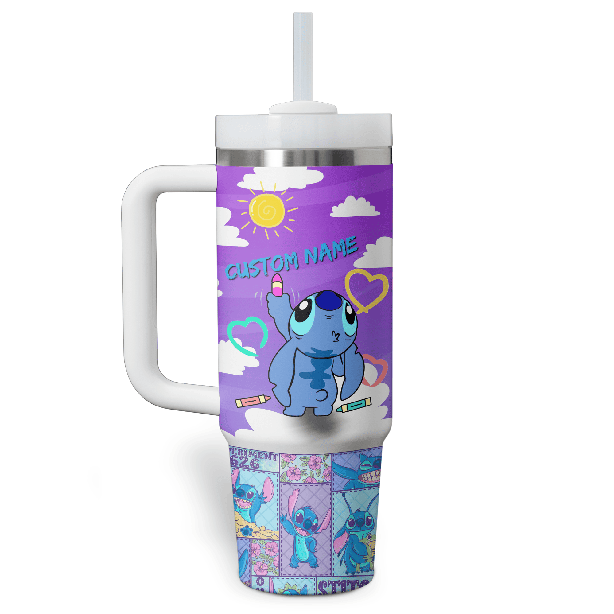 Personalized Stitch Tumbler with Straw - Custom Name, Colorful Design - Image 2