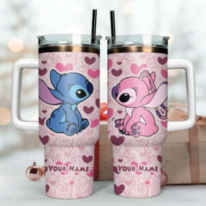 Custom Cute Character Couple Tumbler with Straw - Personalized Gift
