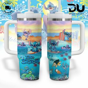 Lilo & Stitch Surf Adventure Tumbler - 40oz Stainless Steel Travel Mug with Handle
