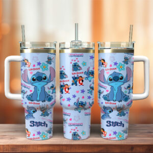 Adorable Stitch Travel Mug - Double-Wall Insulated Tumbler with Straw