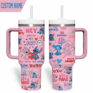 Stitch Cartoon Custom Stanley Quencher 40oz Stainless Steel Tumbler With Handle - Threewoofs