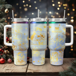 Stitch Cartoon Custom Stanley Quencher 40oz Stainless Steel Tumbler With Handle - Threewoofs