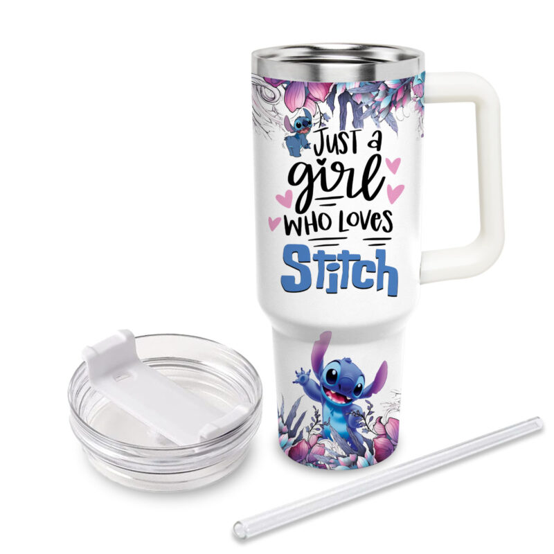 Stitch Cartoon Custom Stanley Quencher 40oz Stainless Steel Tumbler With Handle - Threewoofs - Image 3
