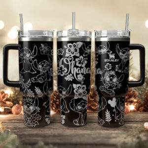 Stitch Cartoon Custom Stanley Quencher 40oz Stainless Steel Tumbler With Handle - Threewoofs
