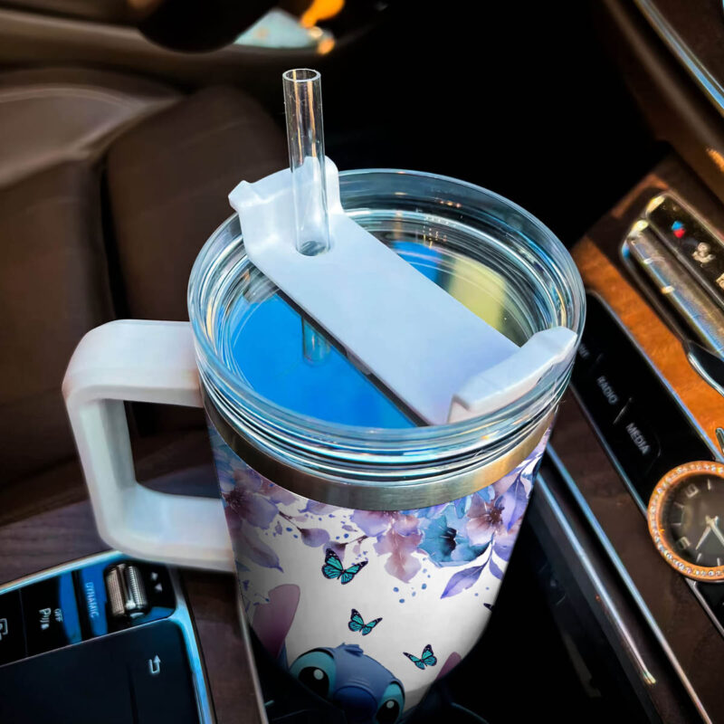 Stitch Cartoon Custom Stanley Quencher 40oz Stainless Steel Tumbler With Handle - Threewoofs - Image 8