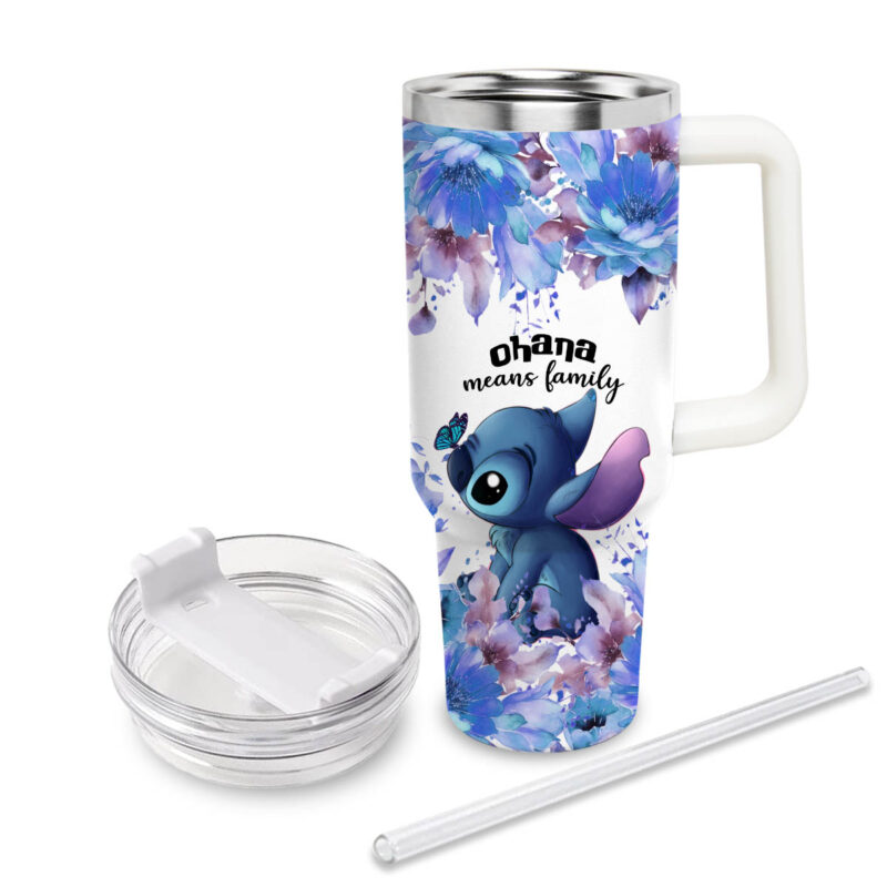 Stitch Cartoon Custom Stanley Quencher 40oz Stainless Steel Tumbler With Handle - Threewoofs - Image 7