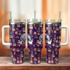 Stitch Cartoon Custom Stanley Quencher 40oz Stainless Steel Tumbler With Handle - Threewoofs