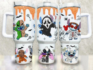 Halloween Horror-Themed Travel Mug with Fun Cartoon Characters - Perfect for Spooky Sips!