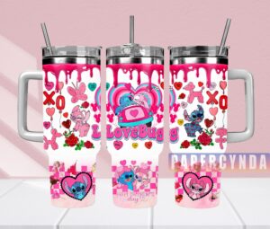 Valentine's Day LoveBug Tumbler with Straw - Cute Cartoon Design