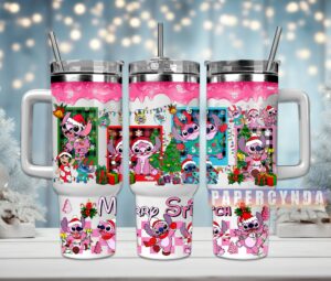 Festive Holiday Tumbler with Cute Cartoon Characters - Perfect Gift for Christmas