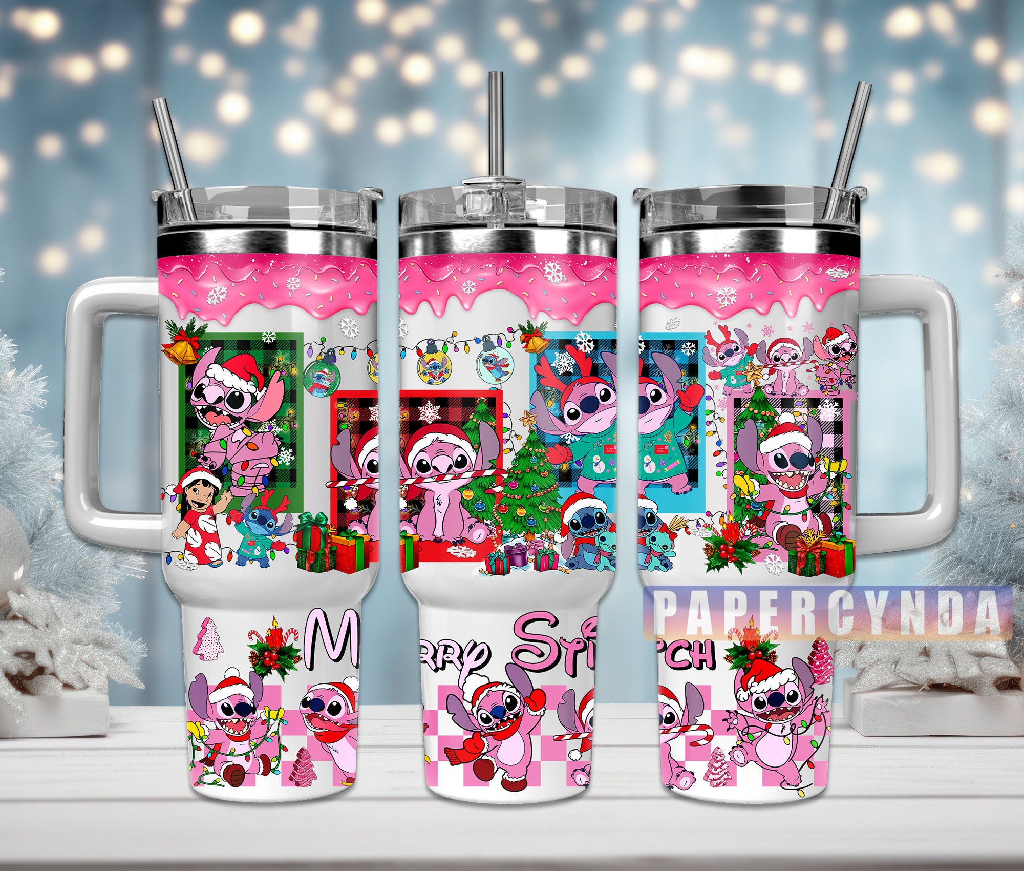 Festive Holiday Tumbler with Cute Cartoon Characters - Perfect Gift for Christmas