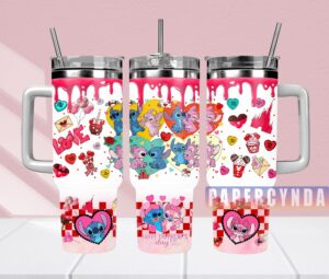 Cute Valentine's Day Tumbler - Adorable Cartoon Love Design, 40oz