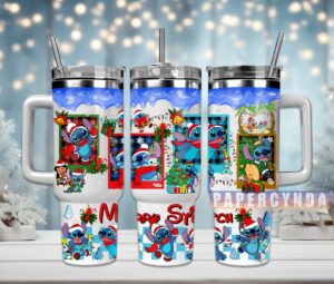 Festive Holiday Cartoon Character Tumbler with Straw - Perfect for Christmas Gifts