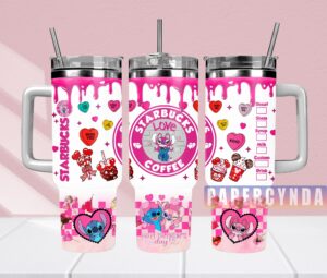 Valentine's Day Love-Themed Tumbler with Straw - Cute Coffee Mug Gift